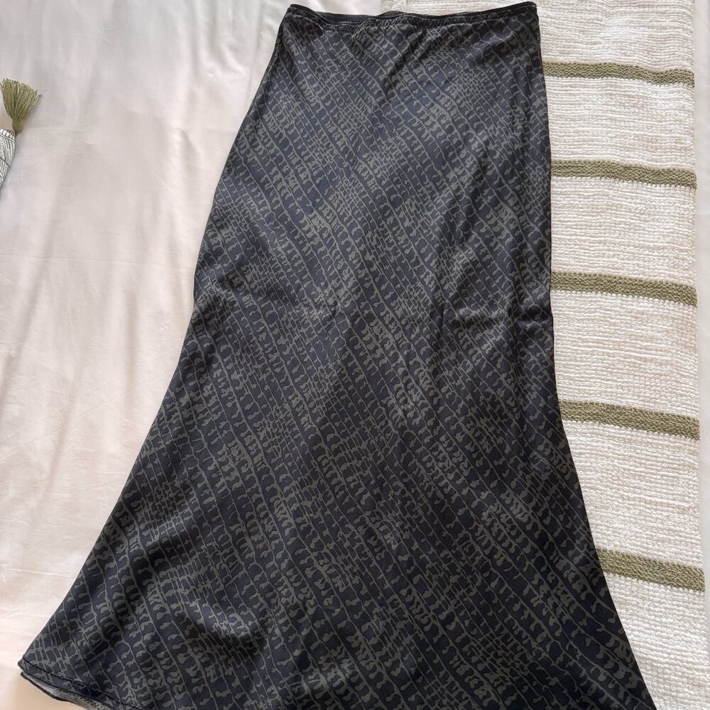 Zara Satin Flowing Printed Midi Skirt